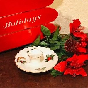 4/$35 Vintage Lefton Porcelain Holidays Candle Holder